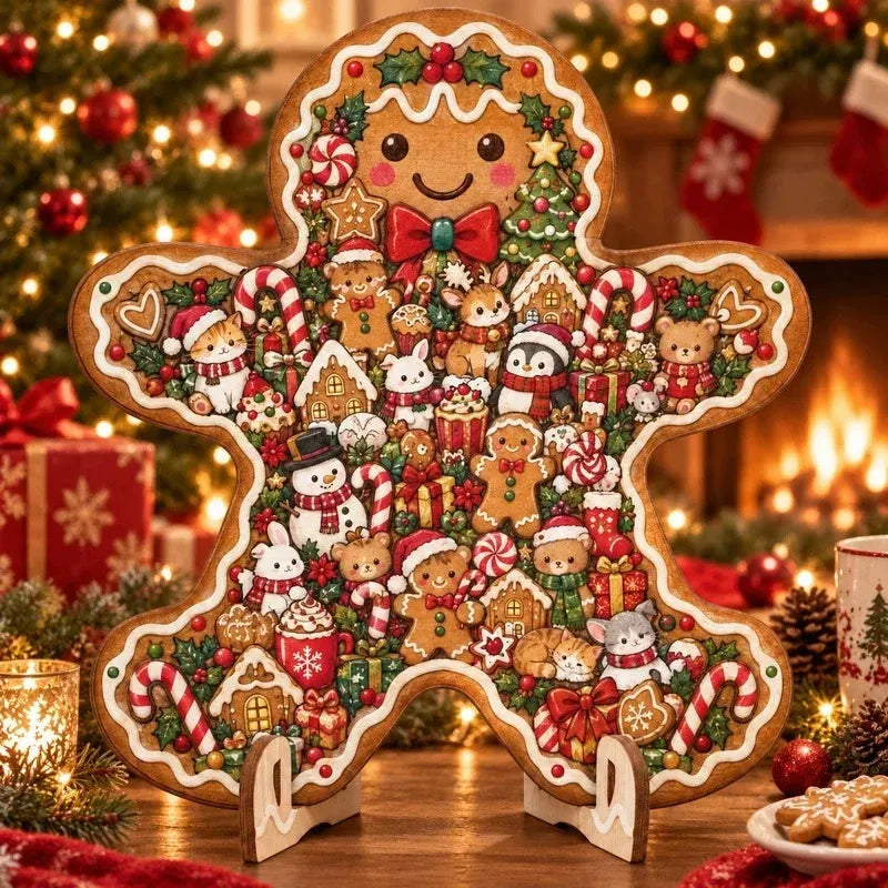 XmasWood – Puzzle en Bois de Noël 3D avec Socle Expo