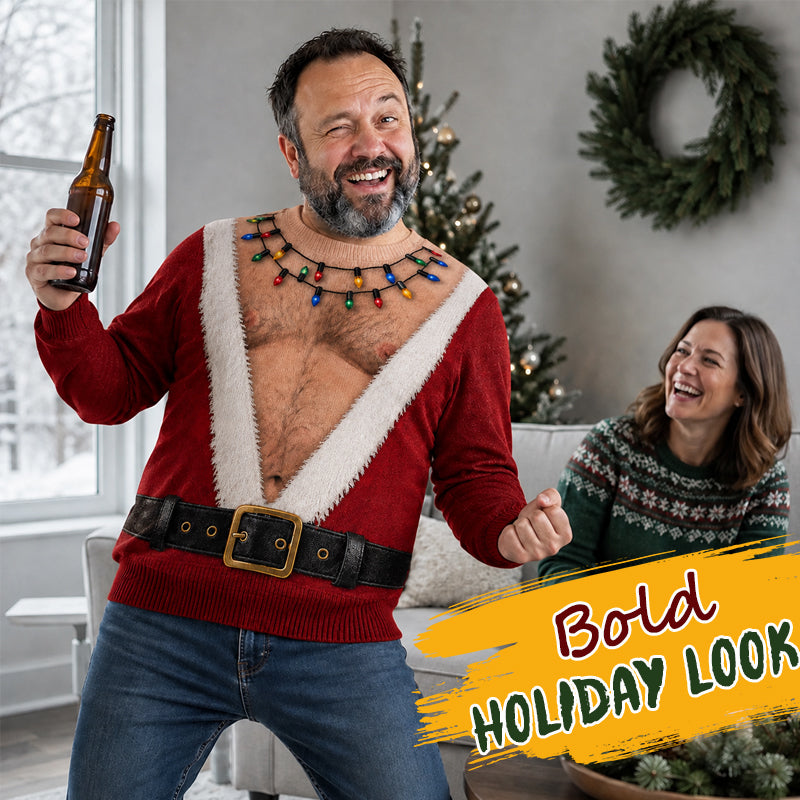 SantaTee – T-Shirt Manche Longue Noël Humour Illusion Père Noël