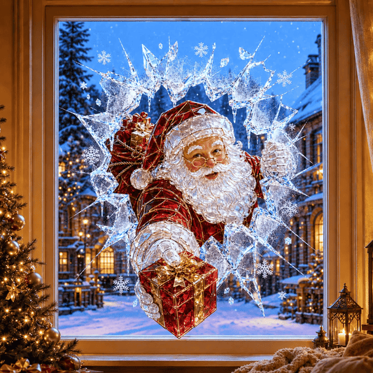 BreakGlass3D – Stickers Fenêtre Noël Illusion Verre Brisé