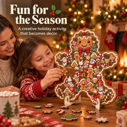 XmasWood – Puzzle en Bois de Noël 3D avec Socle Expo