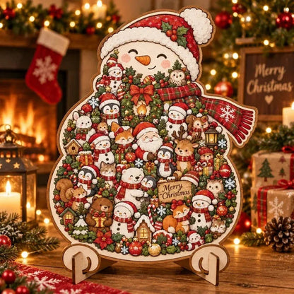 XmasWood – Puzzle en Bois de Noël 3D avec Socle Expo