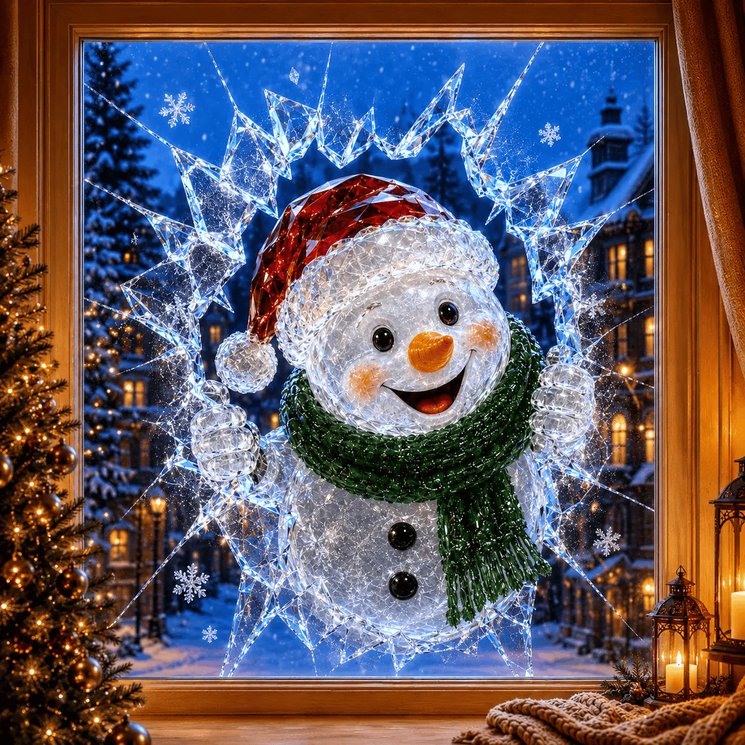 BreakGlass3D – Stickers Fenêtre Noël Illusion Verre Brisé