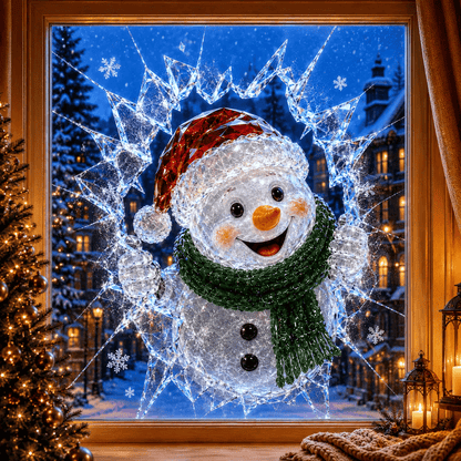 BreakGlass3D – Stickers Fenêtre Noël Illusion Verre Brisé