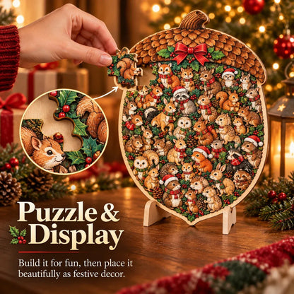 XmasWood – Puzzle en Bois de Noël 3D avec Socle Expo