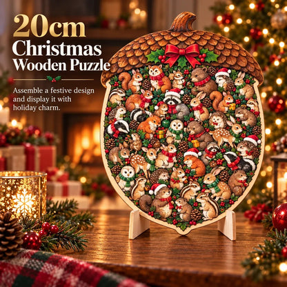 XmasWood – Puzzle en Bois de Noël 3D avec Socle Expo