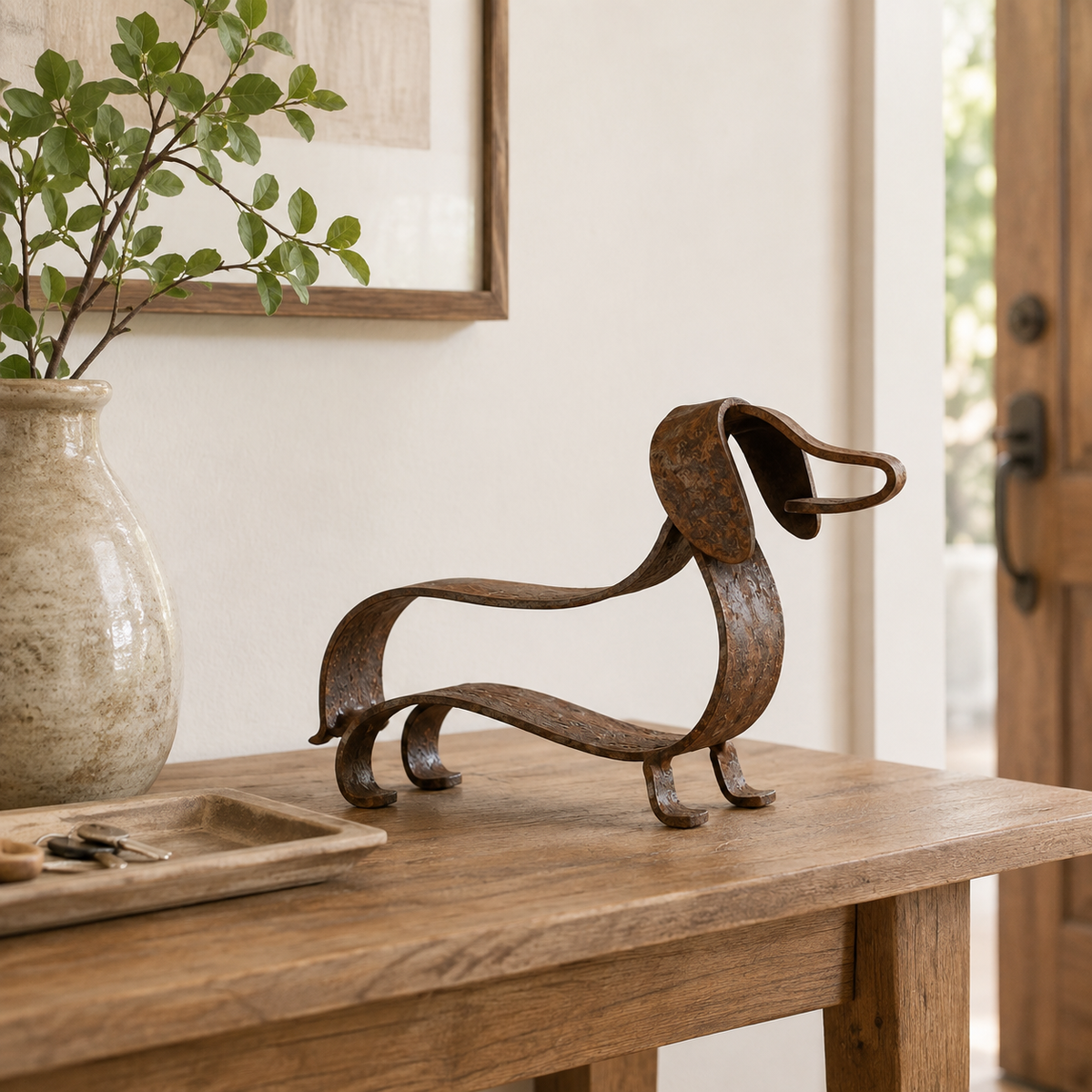 MetalDoxie – Sculpture Teckel en Métal 3D Design Ajouré Rétro