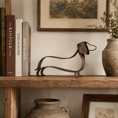 MetalDoxie – Sculpture Teckel en Métal 3D Design Ajouré Rétro
