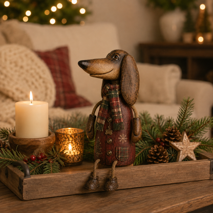 VintageDoxie – Statuette Teckel Déco Cheminée Style Farmhouse
