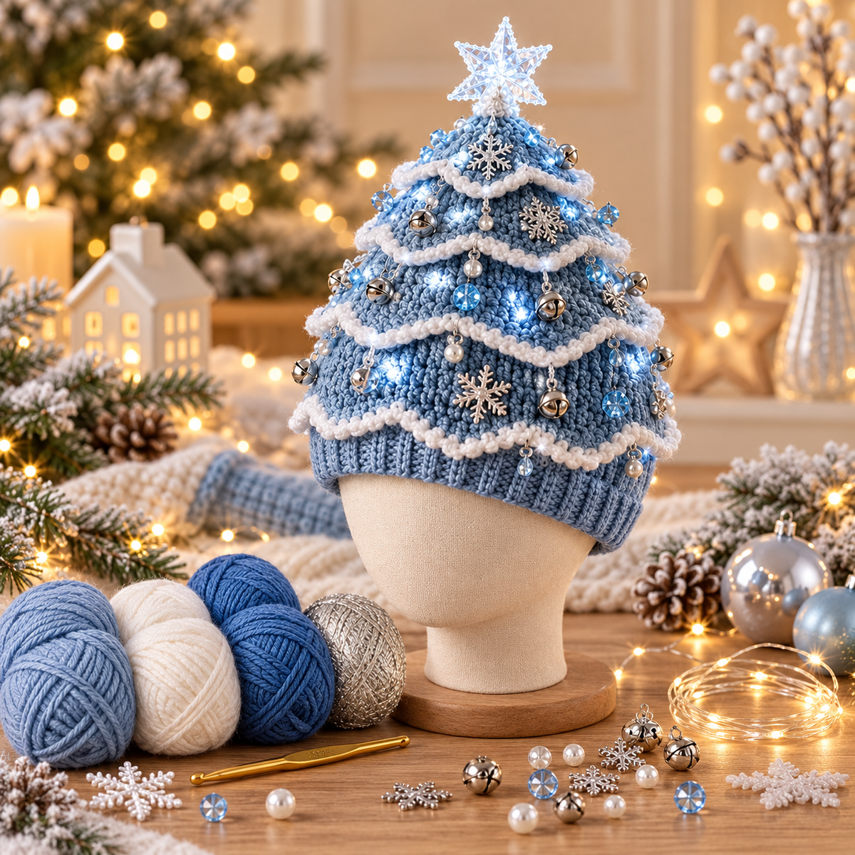 XmasCrochet – Kit DIY Crochet Bonnet Sapin de Noël