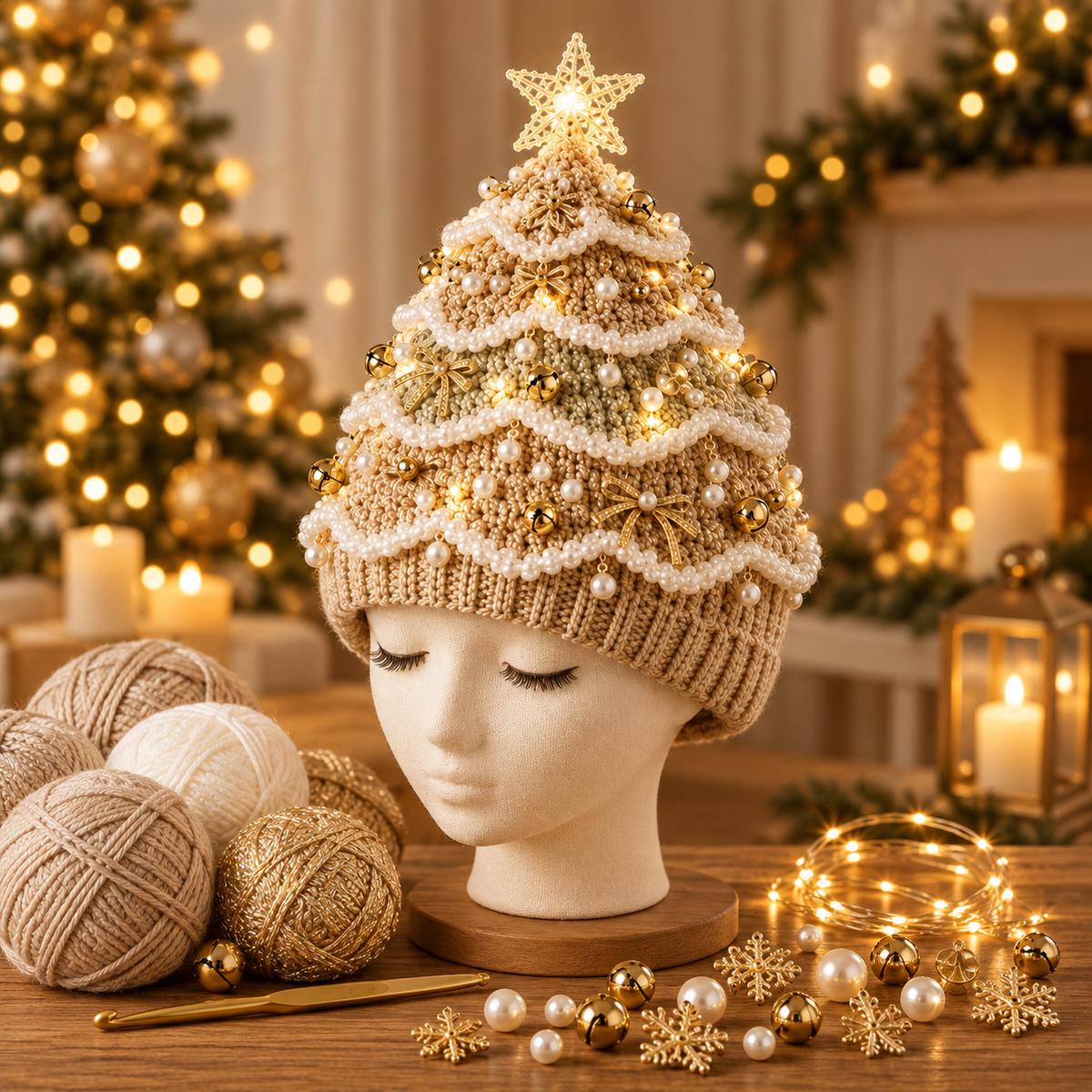XmasCrochet – Kit DIY Crochet Bonnet Sapin de Noël