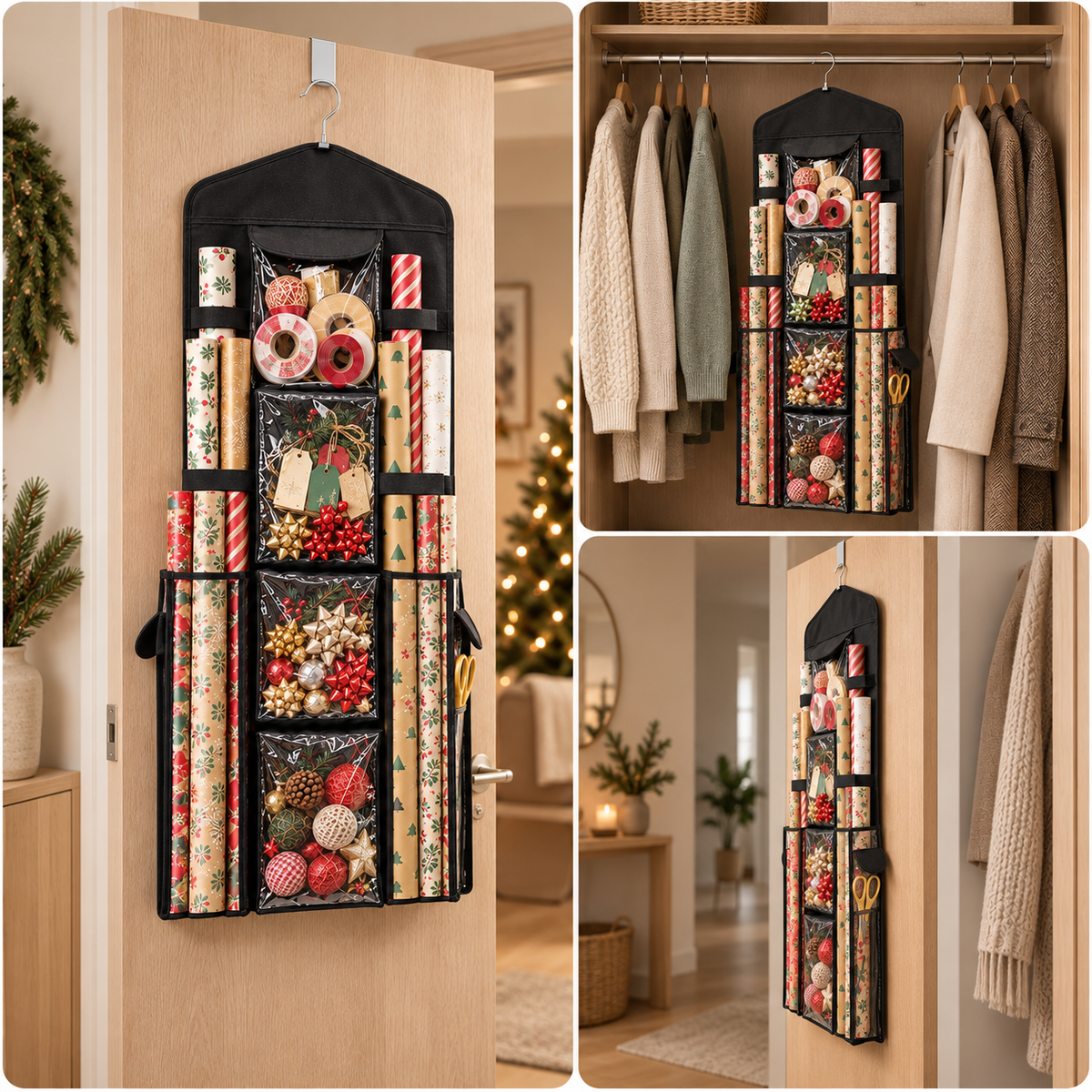 WrapNReady – Rangement Suspendu Double Face pour Papier Cadeau