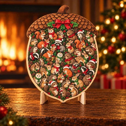 XmasWood – Puzzle en Bois de Noël 3D avec Socle Expo