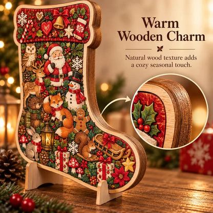 XmasWood – Puzzle en Bois de Noël 3D avec Socle Expo