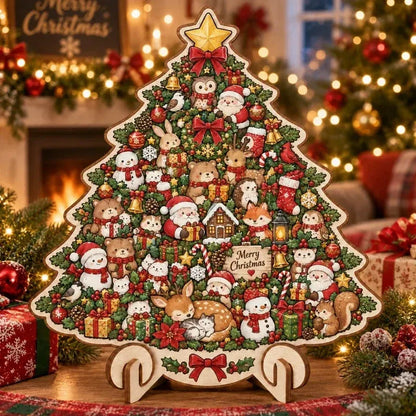 XmasWood – Puzzle en Bois de Noël 3D avec Socle Expo