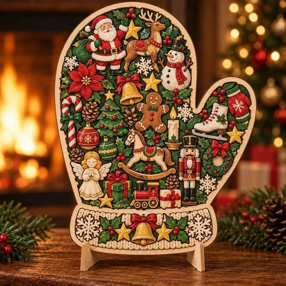 XmasWood – Puzzle en Bois de Noël 3D avec Socle Expo