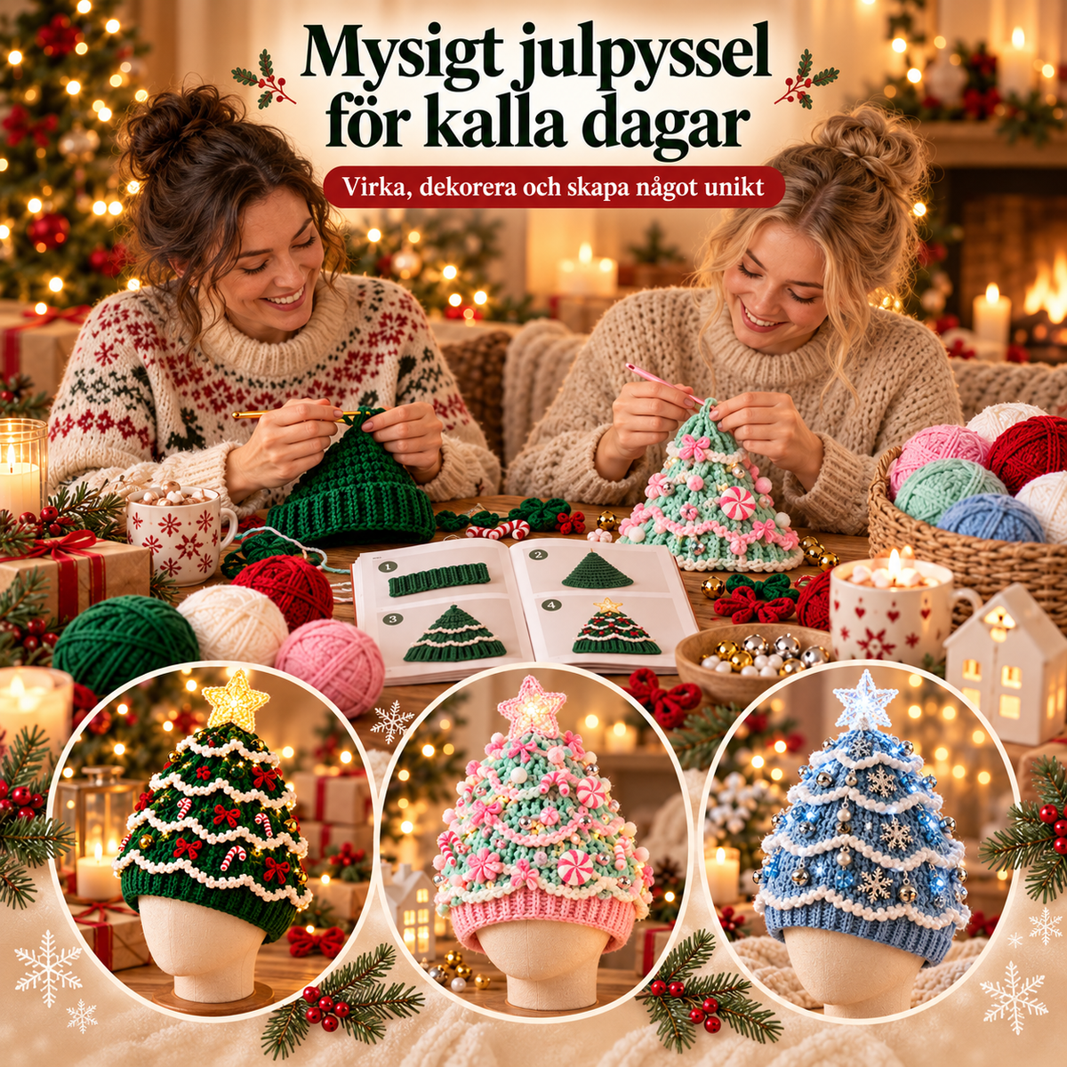 XmasCrochet – Kit DIY Crochet Bonnet Sapin de Noël