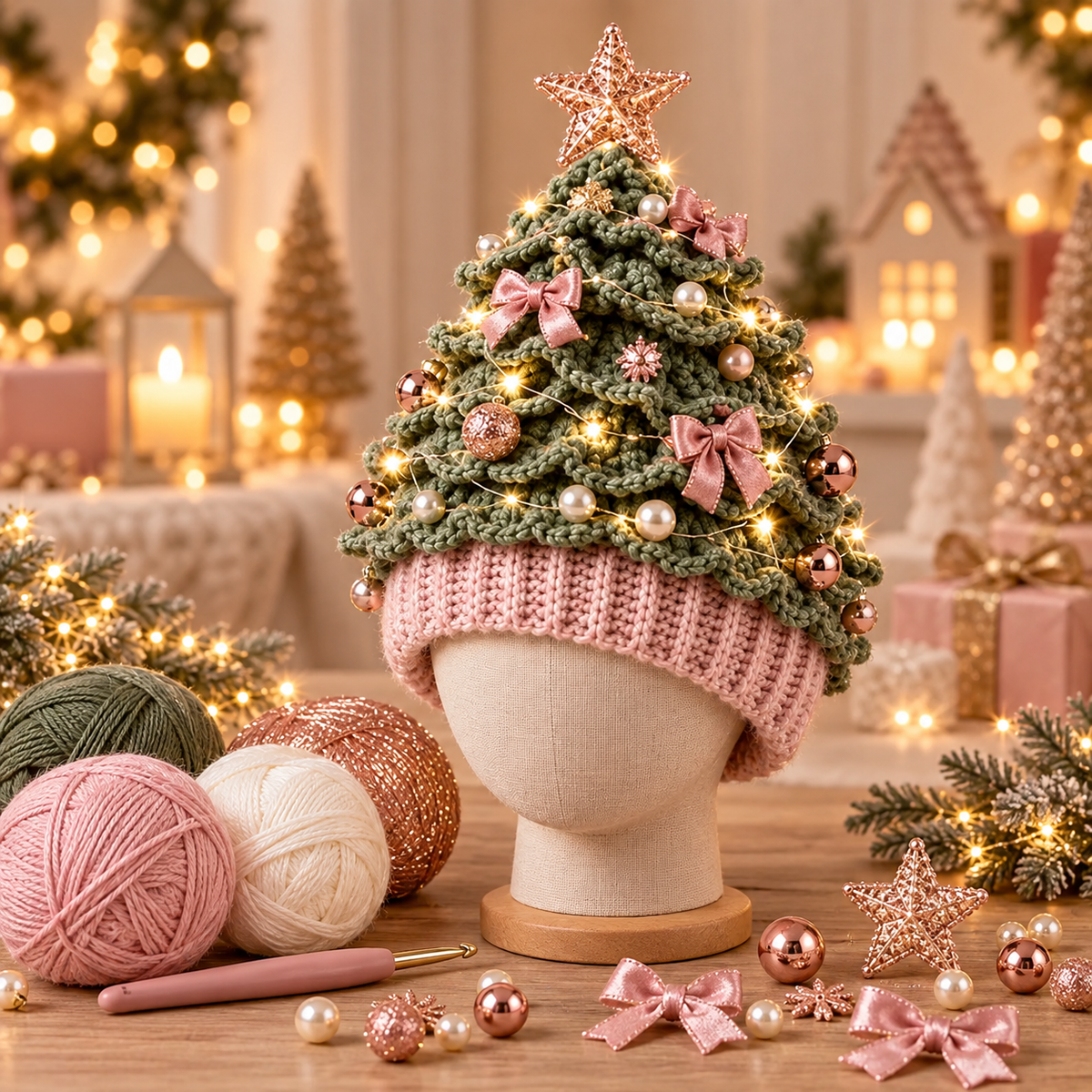 XmasCrochet – Kit DIY Crochet Bonnet Sapin de Noël