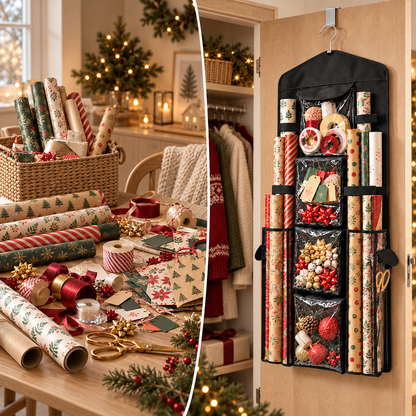 WrapNReady – Rangement Suspendu Double Face pour Papier Cadeau