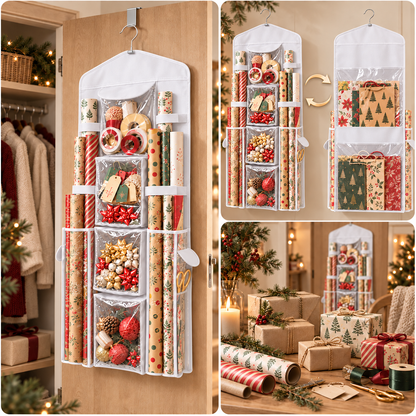 WrapNReady – Rangement Suspendu Double Face pour Papier Cadeau